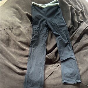 Black Mossimo Yoga Pants with White and Green Waistband